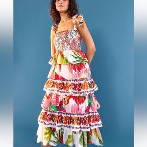 Mixed White Prints Layered Dress NWOT